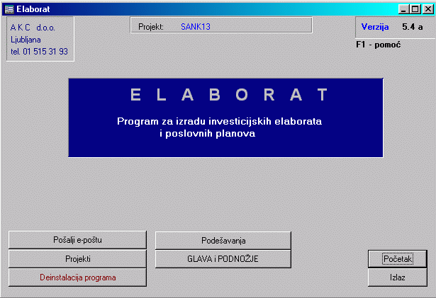 Elaborat :: program za izradu poslovnih planova i investicijskih elaborata